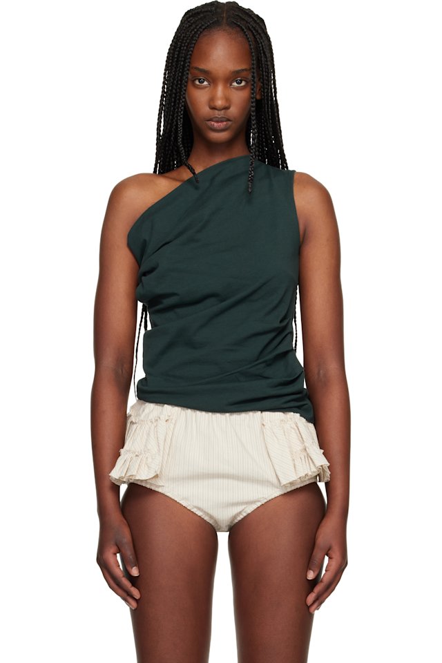 Dries Van Noten — Green Draped Tank Top