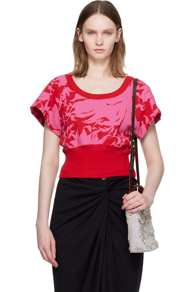Dries Van Noten — Red & Pink Floral T-shirt