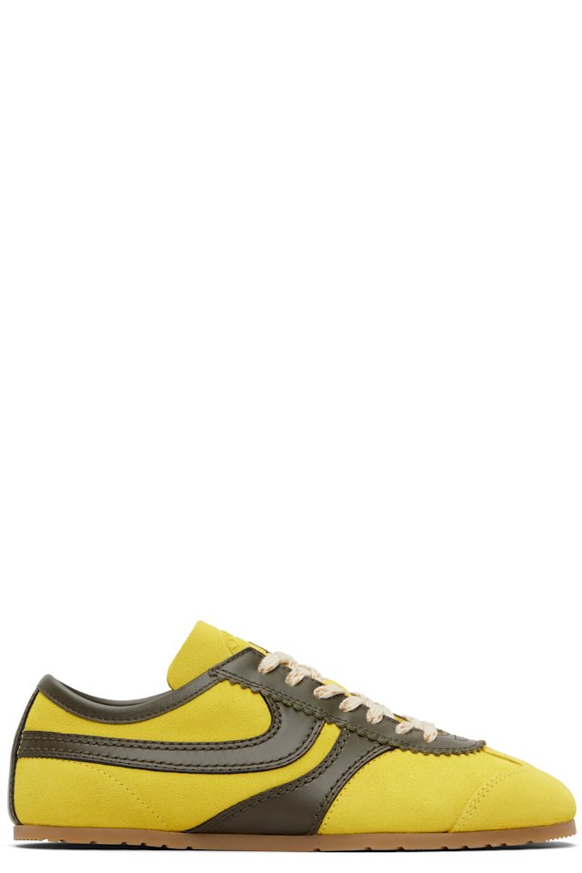 Dries Van Noten — Yellow & Khaki Suede Sneakers