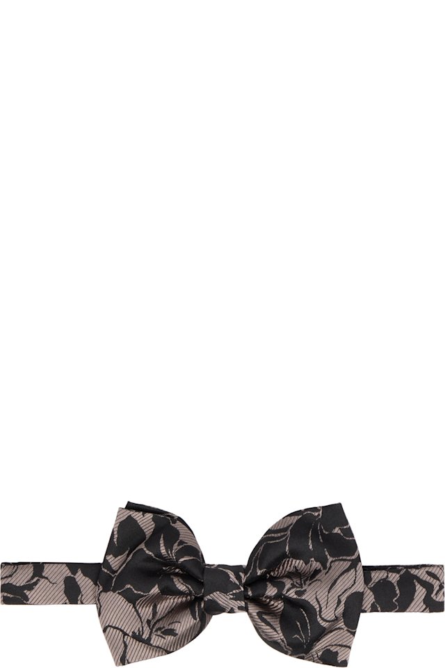 Dries Van Noten — Gray & Black Silk Bow Tie