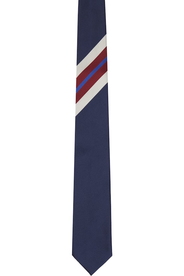 Dries Van Noten — Navy Printed Silk Tie