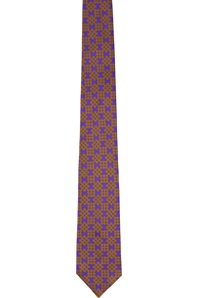 Dries Van Noten — Purple & Orange Printed Silk Tie