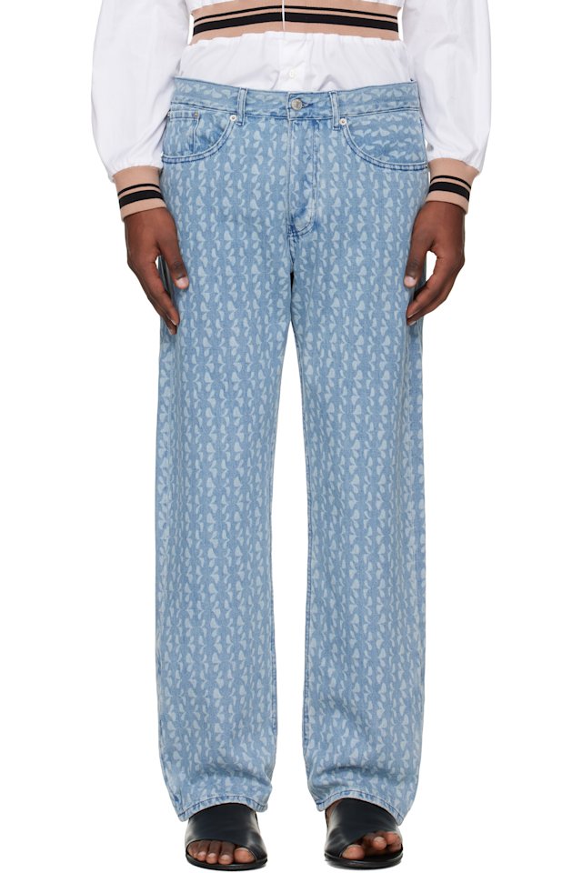 Dries Van Noten — Blue Printed Jeans