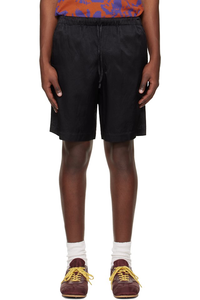 Dries Van Noten — Black Viscose Cotton Shorts