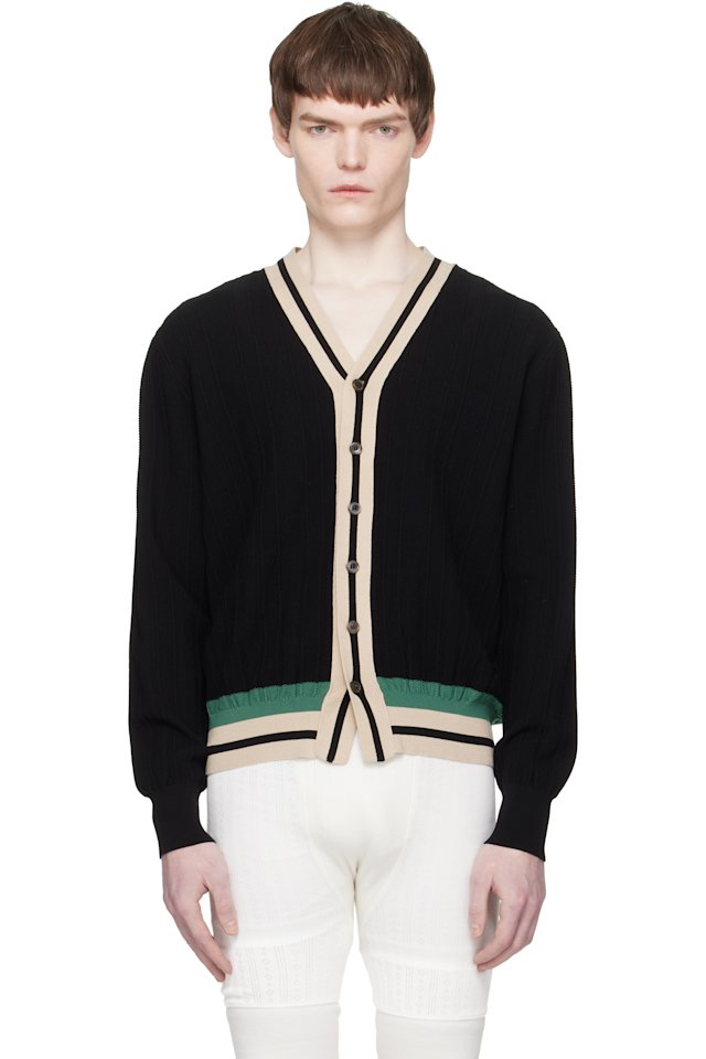 Dries Van Noten — Black Block Stripe Cardigan