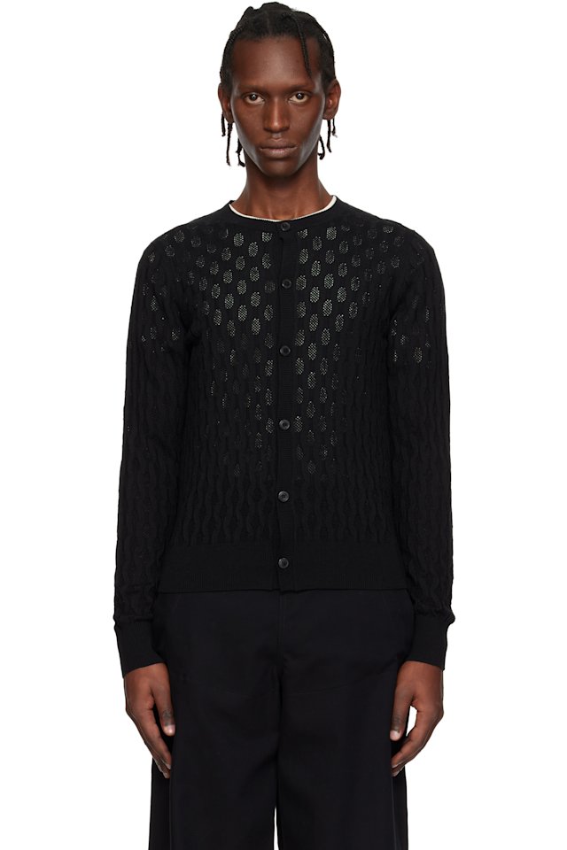 Dries Van Noten — Black Open-Knit Cardigan