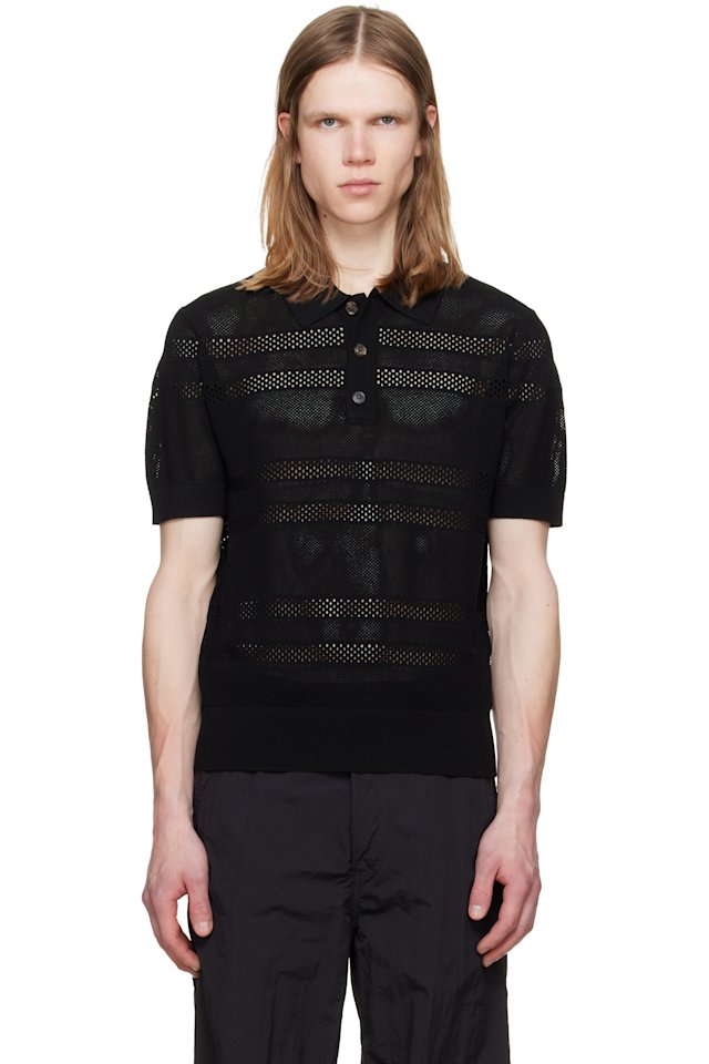 Dries Van Noten — Black Mesh Polo