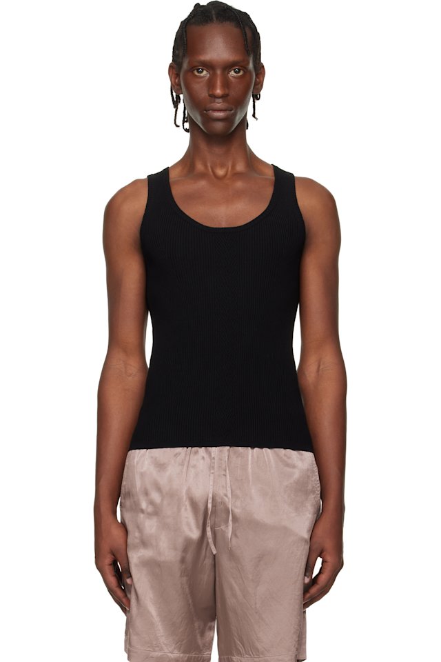 Dries Van Noten — Black Rib Knit Tank Top