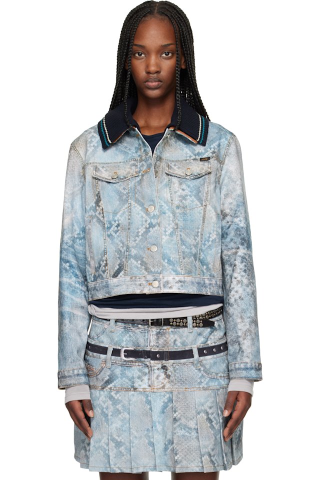 Andersson Bell — Blue Python Fade Printed Denim Jacket