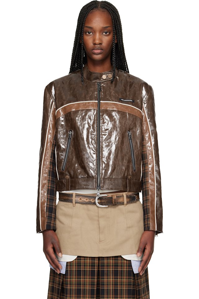 Andersson Bell — Brown Circuit Track Faux-Leather Jacket