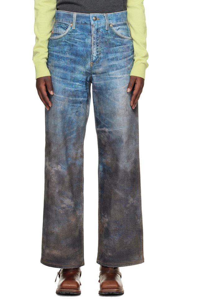 Andersson Bell — Blue Festival Mud Printed Jeans