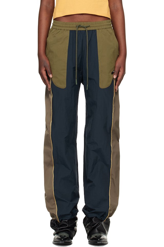 Andersson Bell — Navy & Khaki Color Block Nylon Track Pants