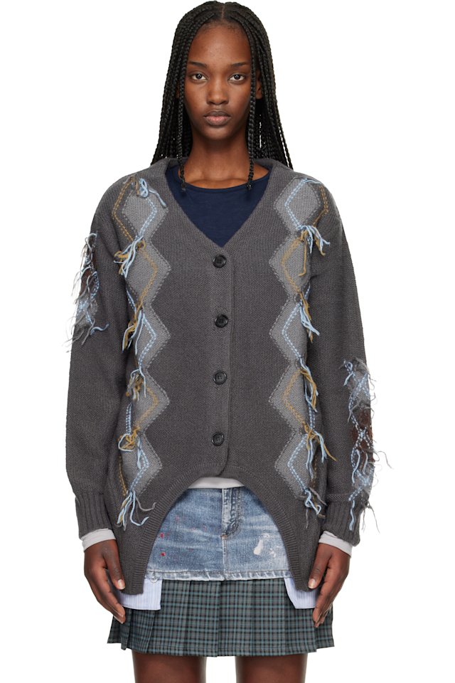 Andersson Bell — Gray Gartered Argyle Cardigan