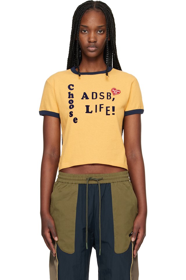 Andersson Bell — Yellow 'Adsb' Flocking Baby Ringer T-shirt