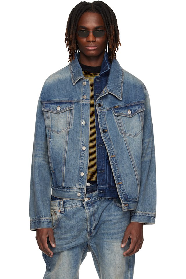 Andersson Bell — Blue Asymmetric Layered Denim Jacket