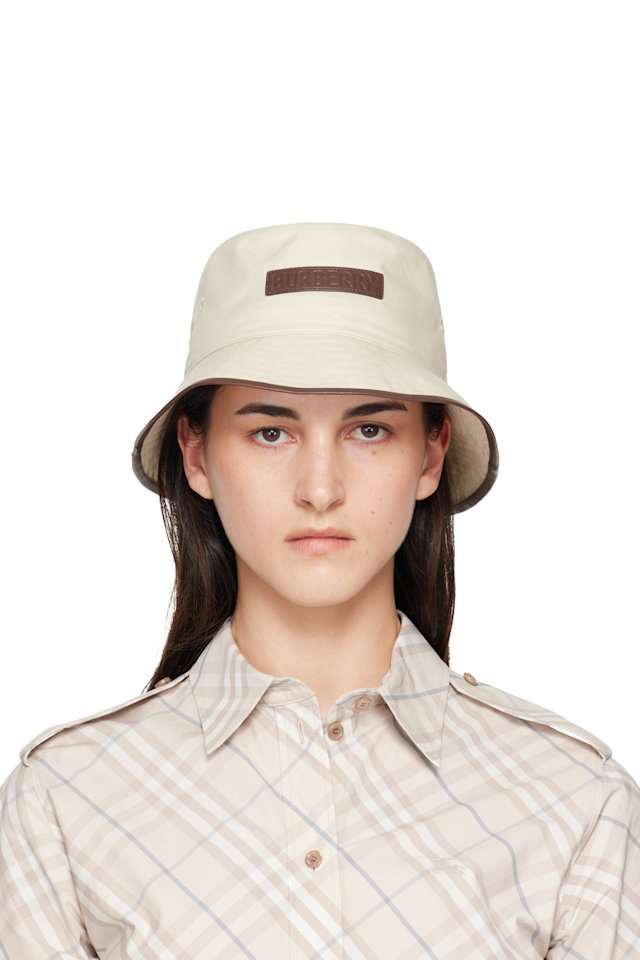 Burberry — Off-White Logo Gabardine Bucket Hat