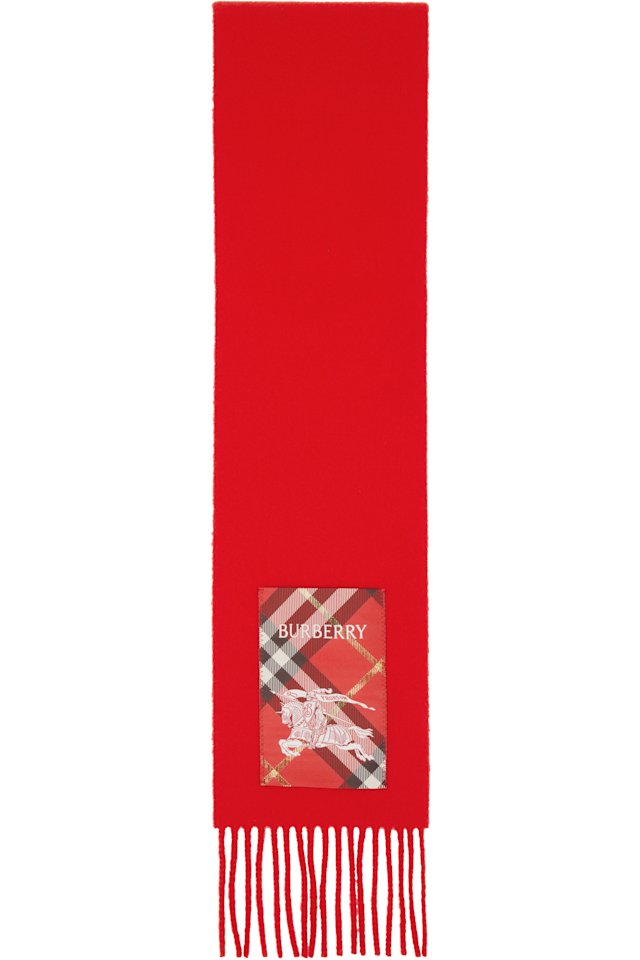 Burberry — Red Check Label Cashmere Scarf