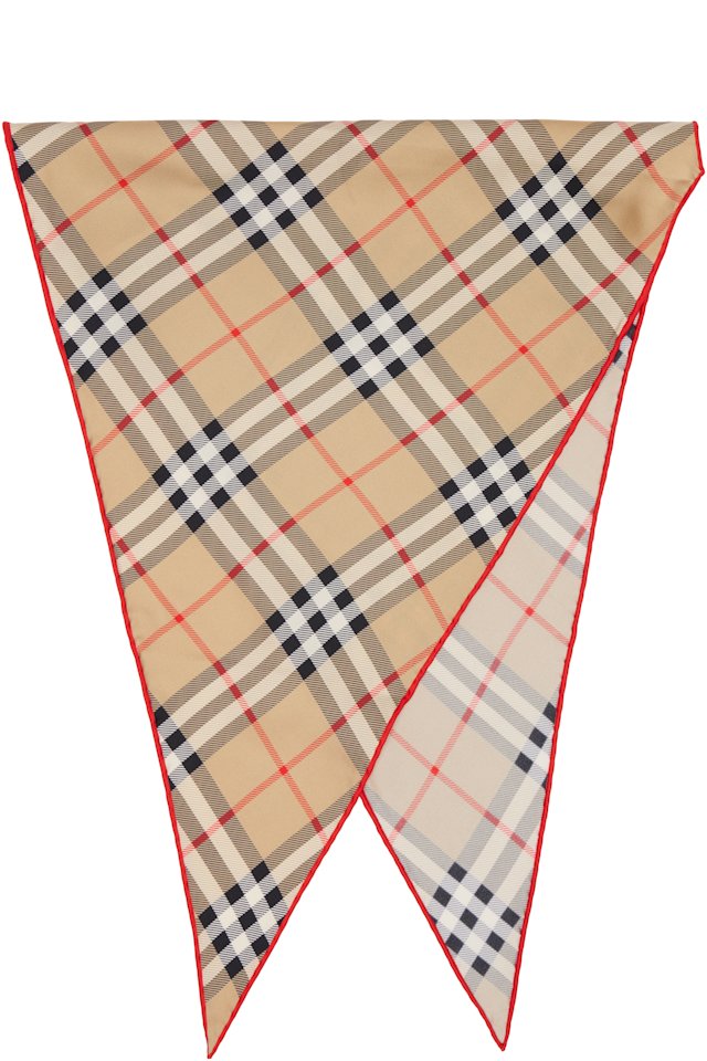 Burberry — Beige Check Silk Scarf