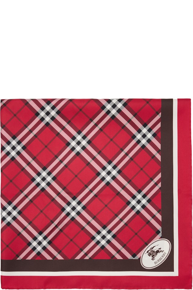 Burberry — Red Check Silk Scarf