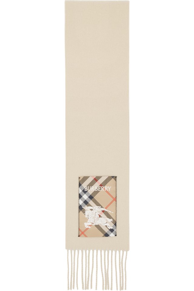 Burberry — Beige Check Label Cashmere Scarf