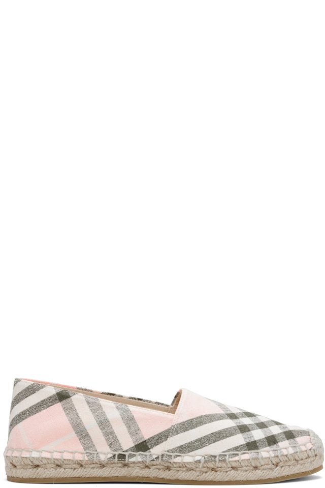Burberry — Pink & Khaki Check Mews Espadrilles​