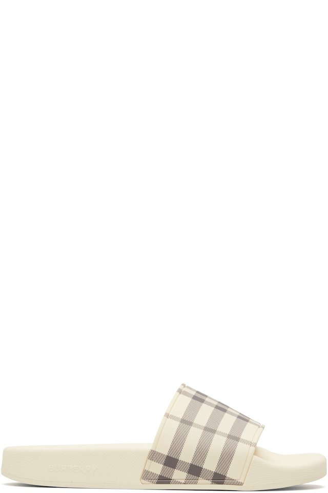 Burberry — Beige Check Slides