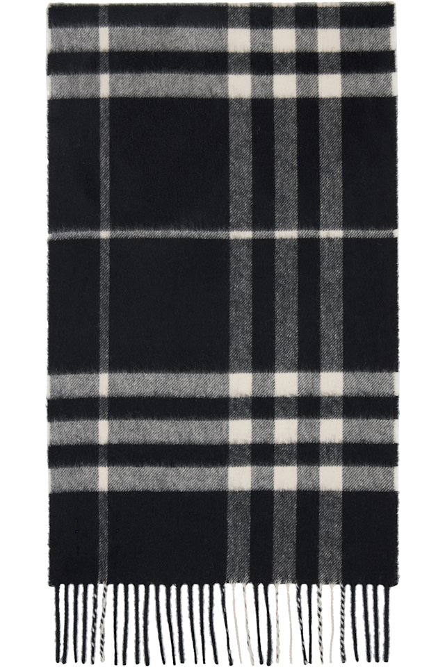 Burberry — Black Check Cashmere Scarf