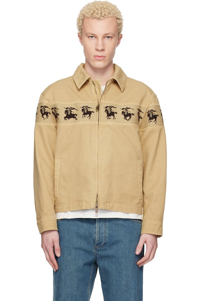 Burberry — Beige Galloping Knight Cotton Canvas Jacket