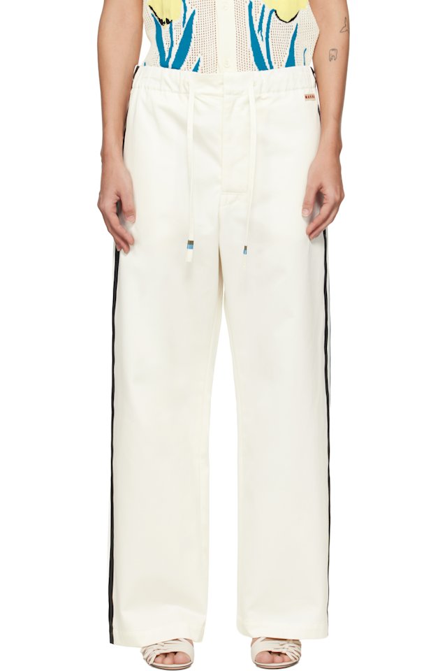 Marni — Off-White Stripe Straight Leg Trousers