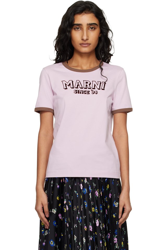 Marni — Pink Flock Print Jersey T-shirt