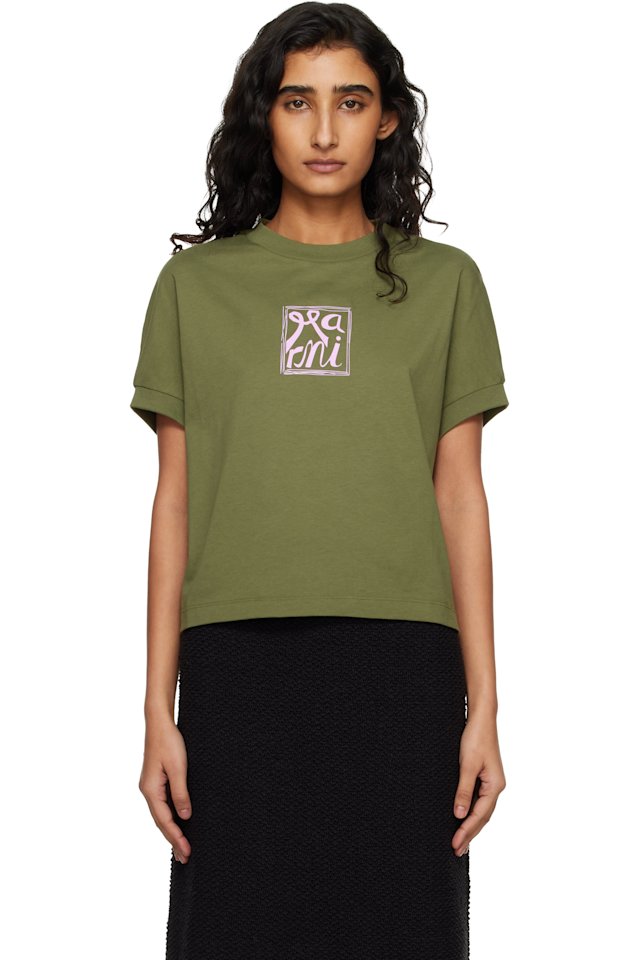 Marni — Green Marni Logo Flame Print Jersey T-shirt