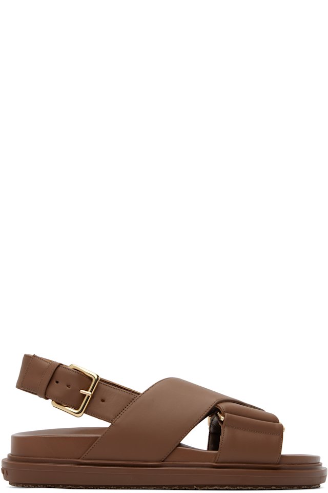 Marni — Brown Leather Fussbett Sandals