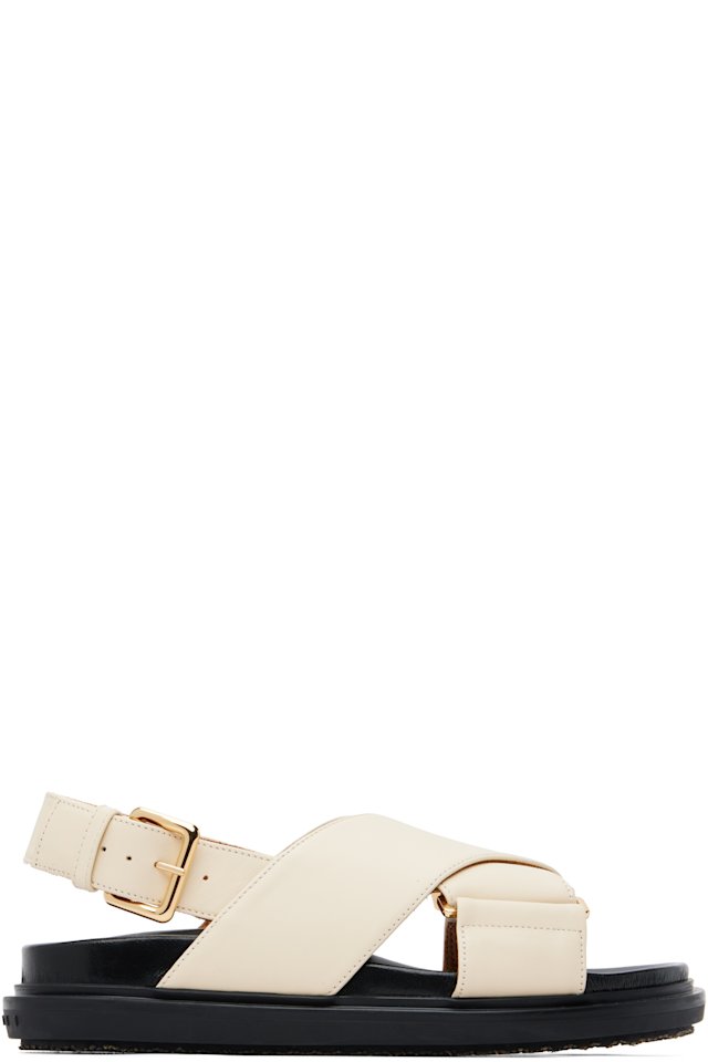 Marni — Off-White Leather Fussbett Sandals