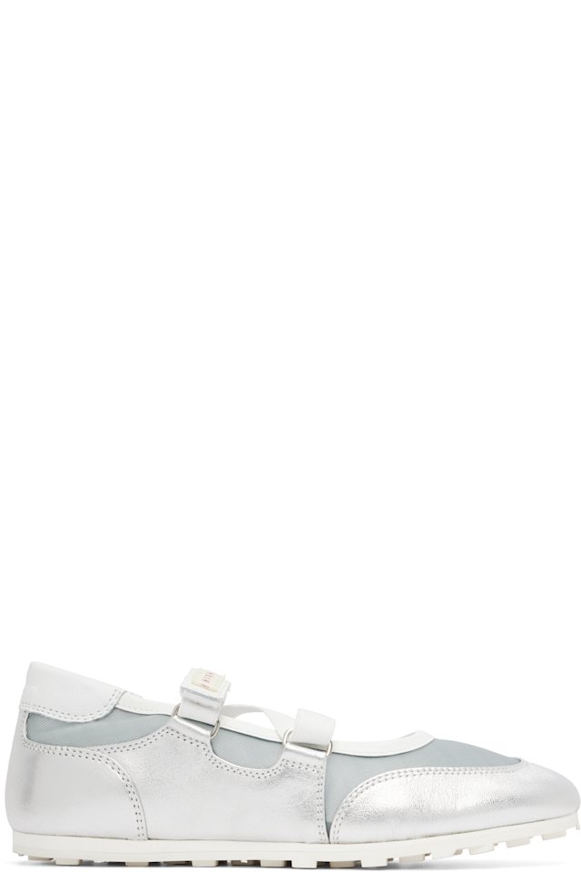 Marni — Silver & Blue Mary Jane Velcro Sneakers