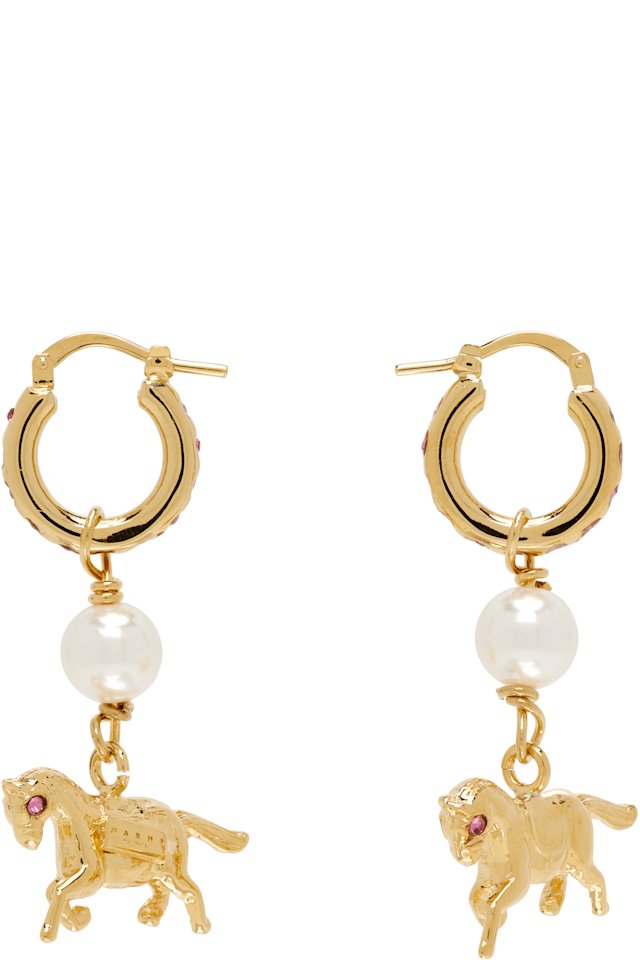 Marni — Gold-Plated Horse Charm Earrings