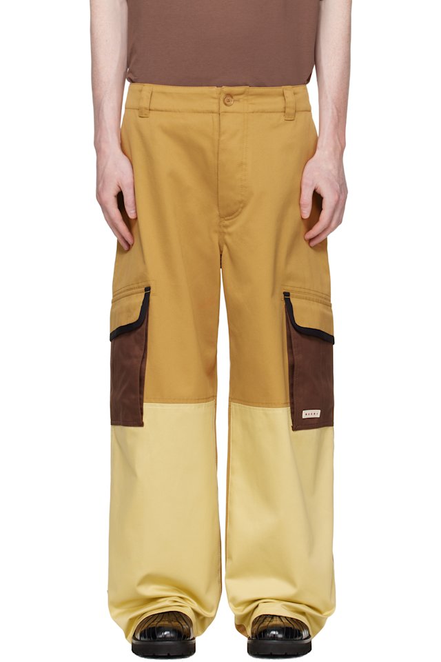 Marni — Tan Water-Repellent Colour-Block Cargo Pants