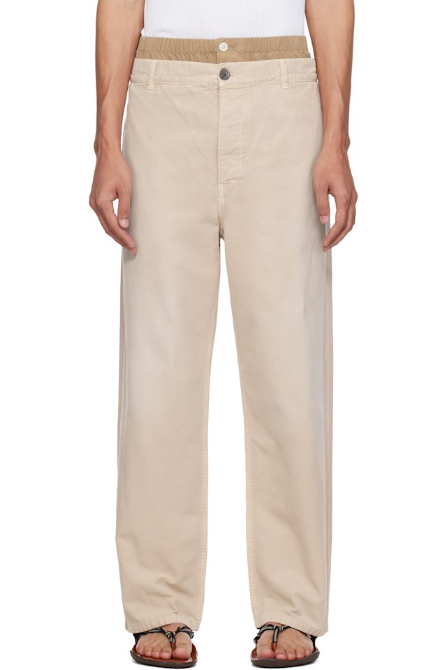 Marni — Beige Layered Waistband Trousers