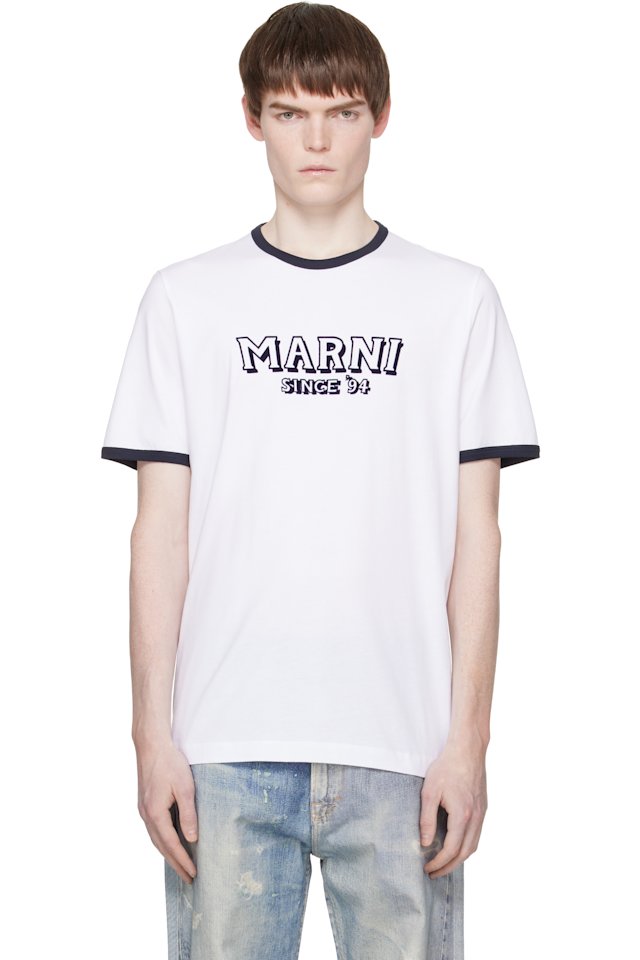 Marni — White Cotton Contrast Trims T-shirt