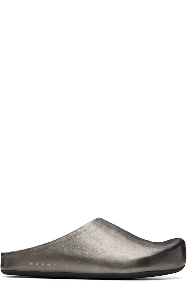 Marni — Gunmetal Fussbett Sabot Slip-on Loafers