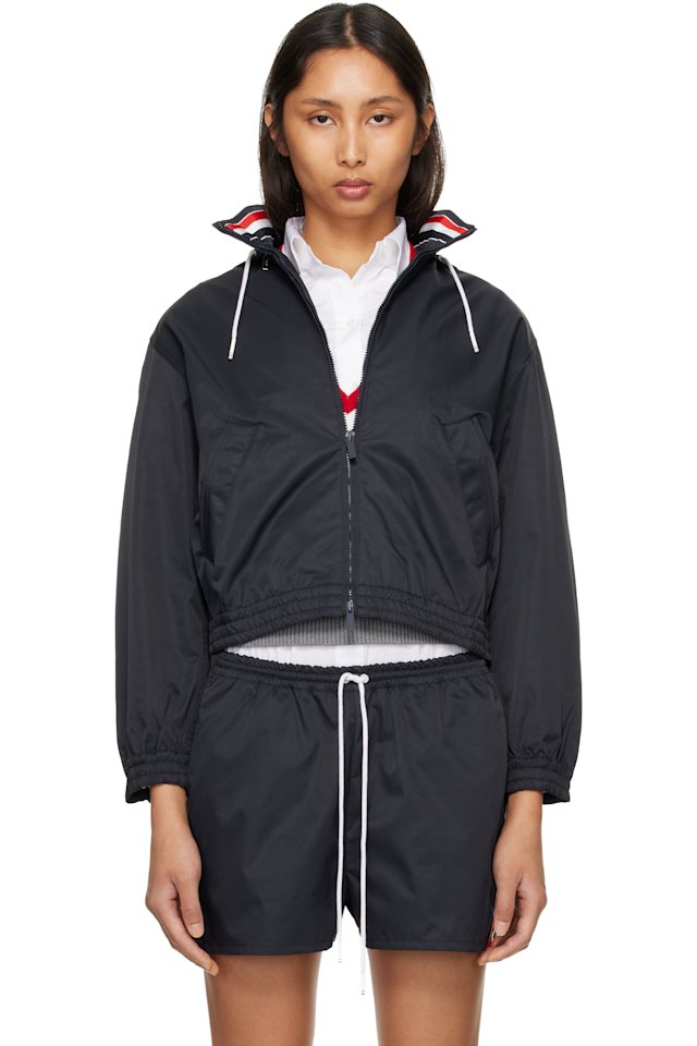 Thom Browne — Navy Nylon Tech Track Jacket