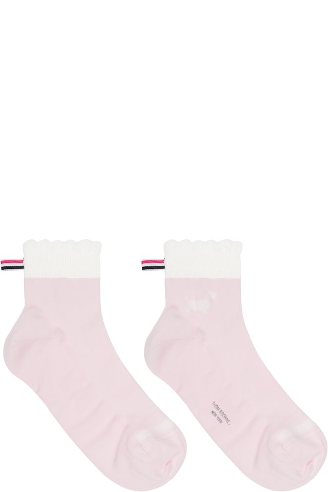 Thom Browne — Pink Pointelle Stitch Hector Crew Socks