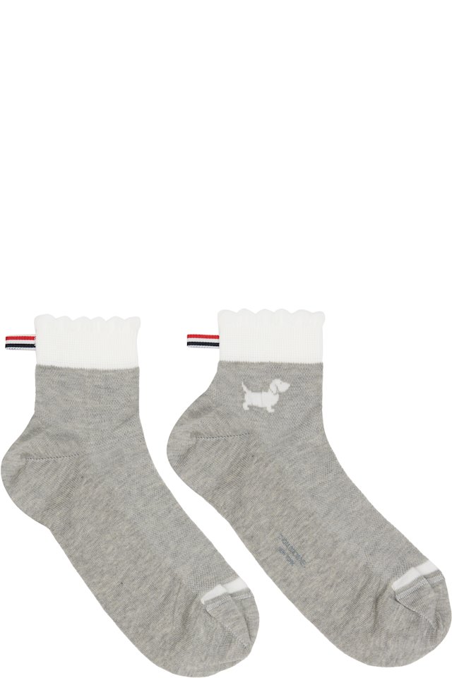 Thom Browne — Gray Pointelle Stitch Hector Crew Socks