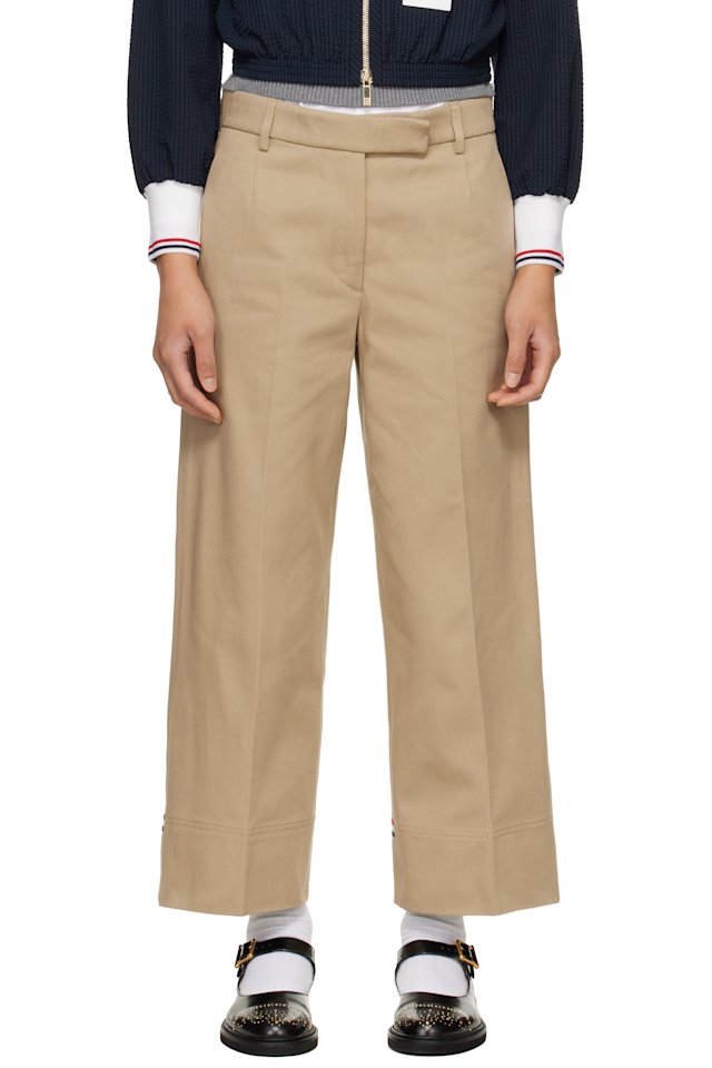 Thom Browne — Khaki Cotton Gabardine Chino Trousers