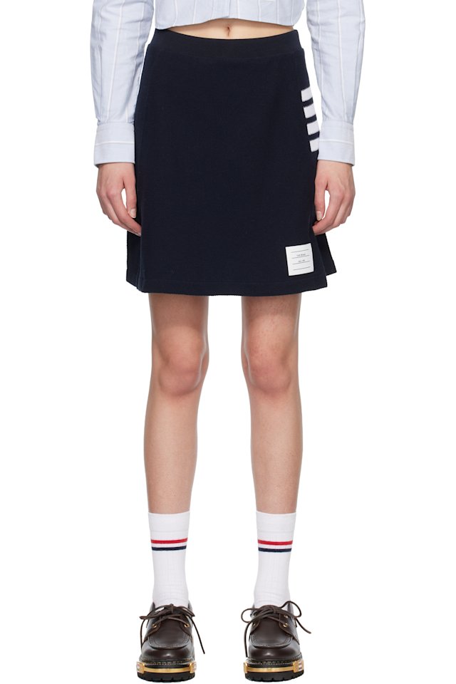 Thom Browne — Navy Box Pleat Miniskirt