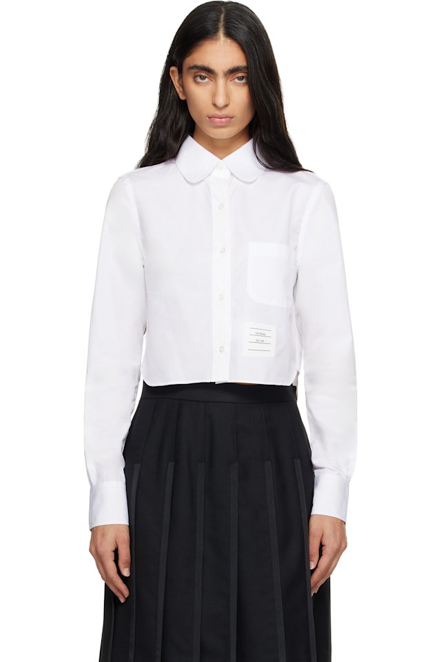 Thom Browne — White Classic Poplin Cropped Shirt