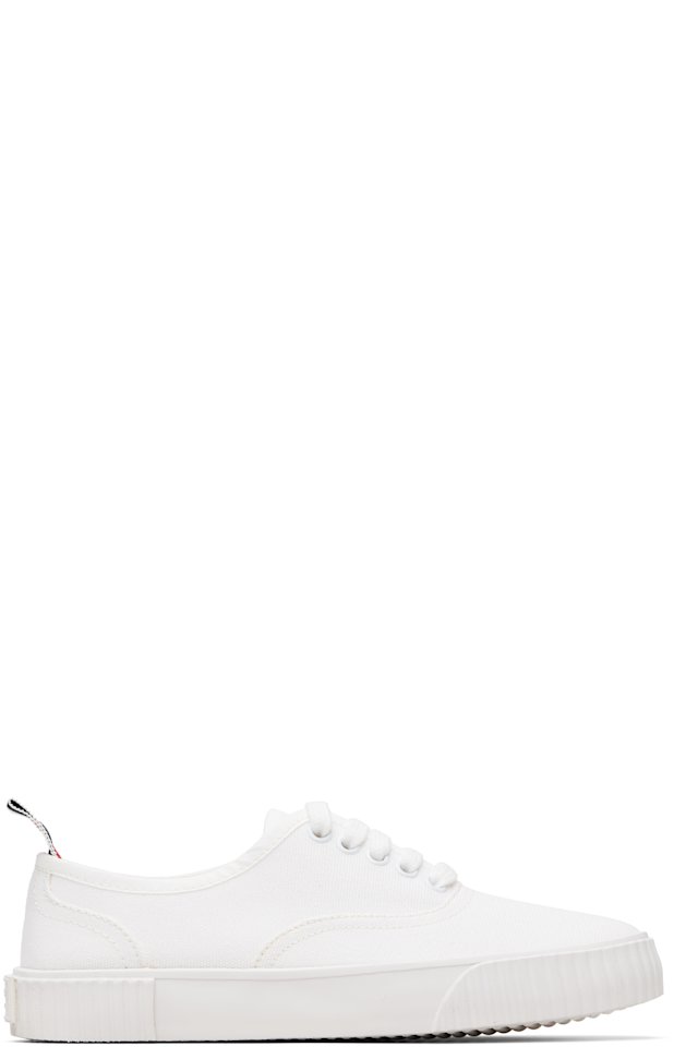 Thom Browne — White Canvas Heritage Sneakers