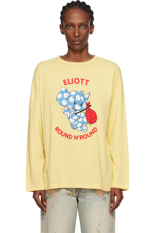 Kenzo — Yellow Kenzo Paris 'KENZO Cartoon' Long Sleeve T-shirt