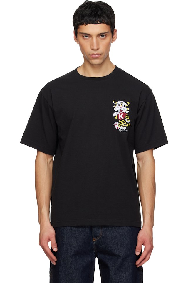 Kenzo — Black Kenzo Paris 'KENZO Wild Tiger' Embroidered Oversized T-shirt