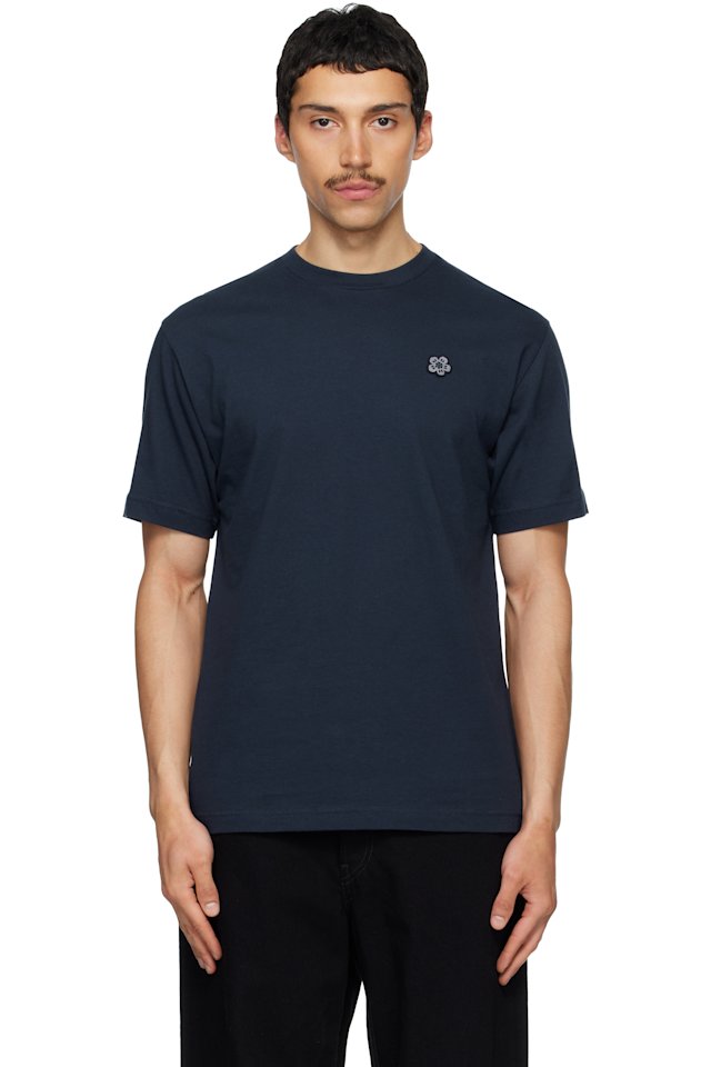 Kenzo — Navy Kenzo Paris 'Boke Flower' Embroidered T-shirt