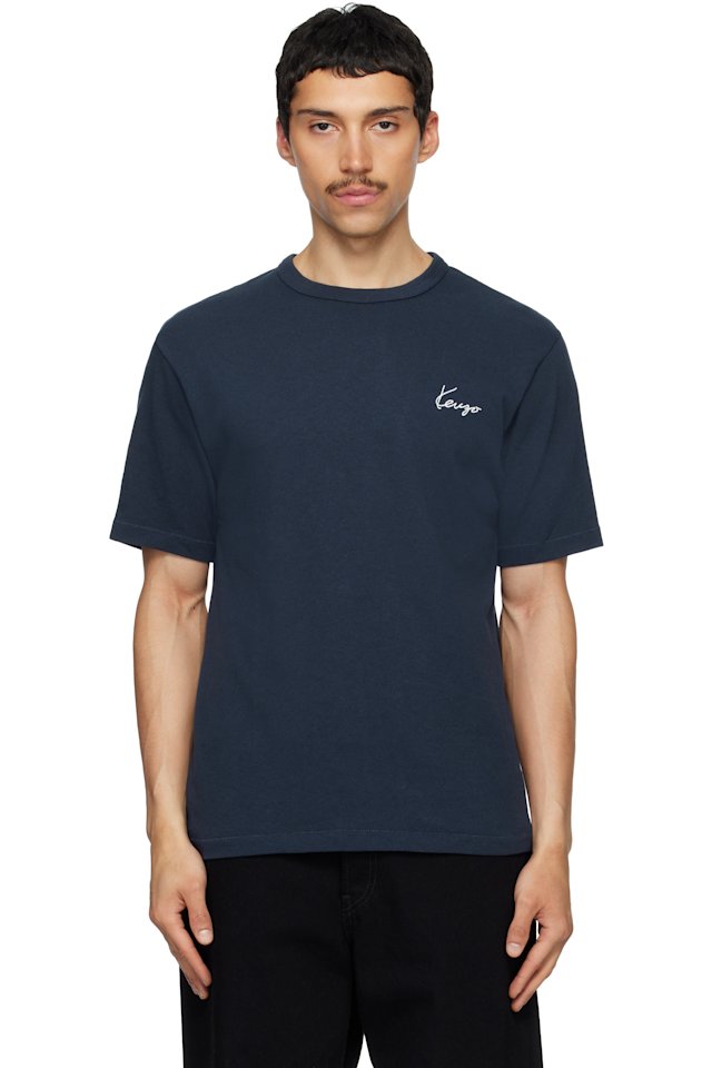 Kenzo — Navy Kenzo Paris 'KENZO Archive Rose' Embroidered T-shirt